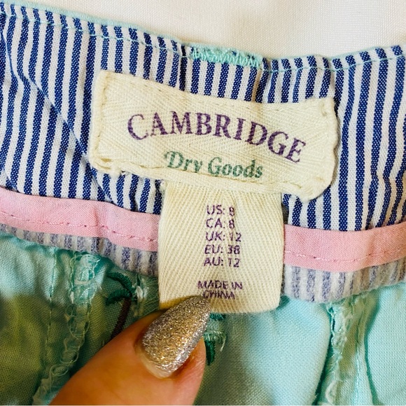 Soft mint Palm tree print preppy short shorts by Cambridge Dry Goods size 8 - Picture 5 of 10